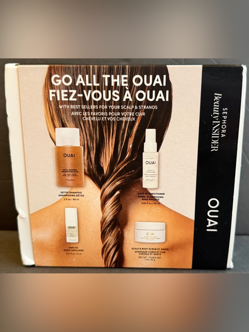 OUAI Go All The OUAI 4-Piece Haircare Travel Set - Detox Shampoo Scrub NIB